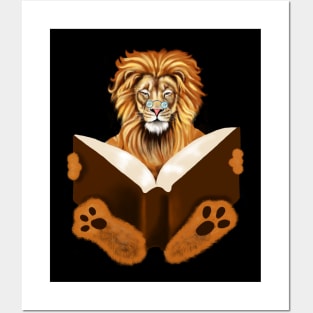 Geek Lion Reading Book Posters and Art